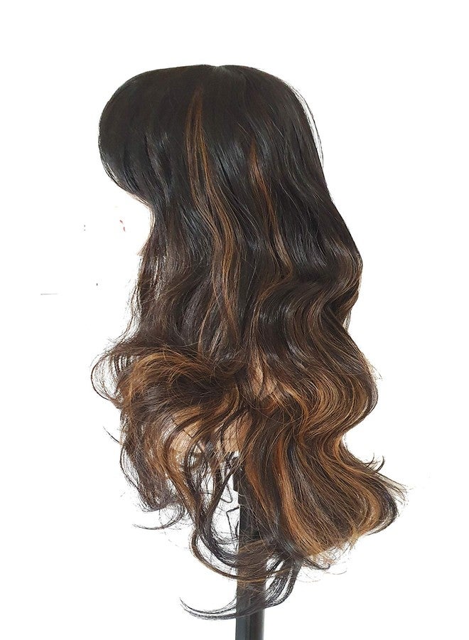 Foreign Holics Women Hair Wigs Wavy Full Head Brown Golden Highlighter 28 Inch Long - Image 4