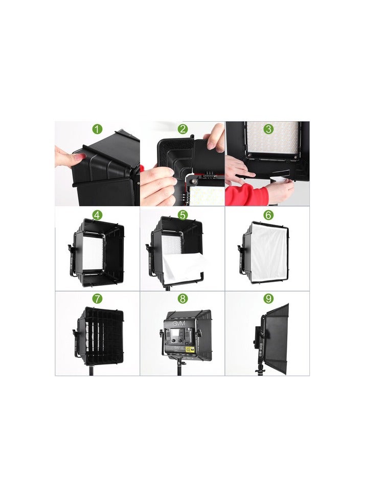 جي في أم بيبيوكس GVM 500 مقاس 11×11 بوصة لـ 800D/560AS/480LS LED – سوفت بوكس مع شبكة وقف تسرب الضوء  - Image 4