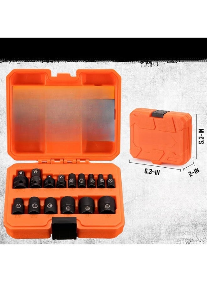14PCS Female Star Socket Set/Rail, 1/4" 3/8" 1/2" Drive, External Torque Socket Set  - Image 2