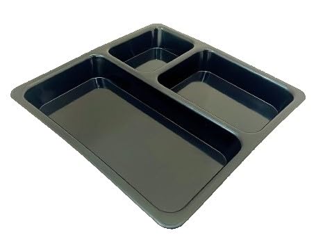 KC Plastic Partition Plate 3 in1 / Bhojan Thali/Dinner Plate Set of 6 (Black) - Image 2