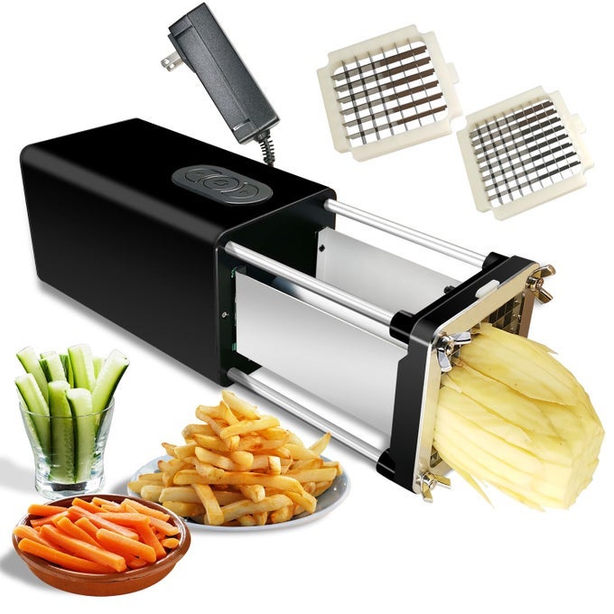 ELECTRIC FRENCH FRY CUTTER PROFESSIONAL COMMERCIAL AND HOUSEHOLD FRENCH FRIES CUTTER POTATO SLICER WITH 12INCH 38INCH BLADE AUTOMATIC CUT MACHINE SUITABLE FOR POTATO CARROT CUCUMBER