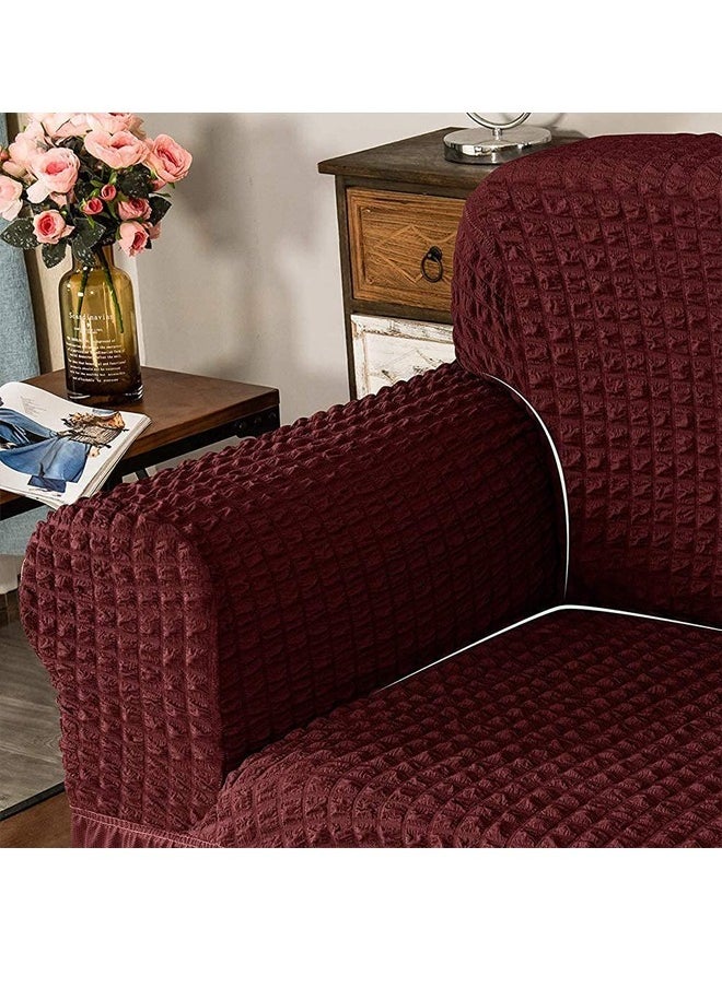 Arabest Elastic Sofa Cover with Skirt,Stretch Sofa Slipcover Furniture Protector Washable Soft Couch Cover for Living Room Elastic Fabric Sofa Cover with Skirt, For Living Room Bed Room For one seater sofa(wine red)  - Image 5