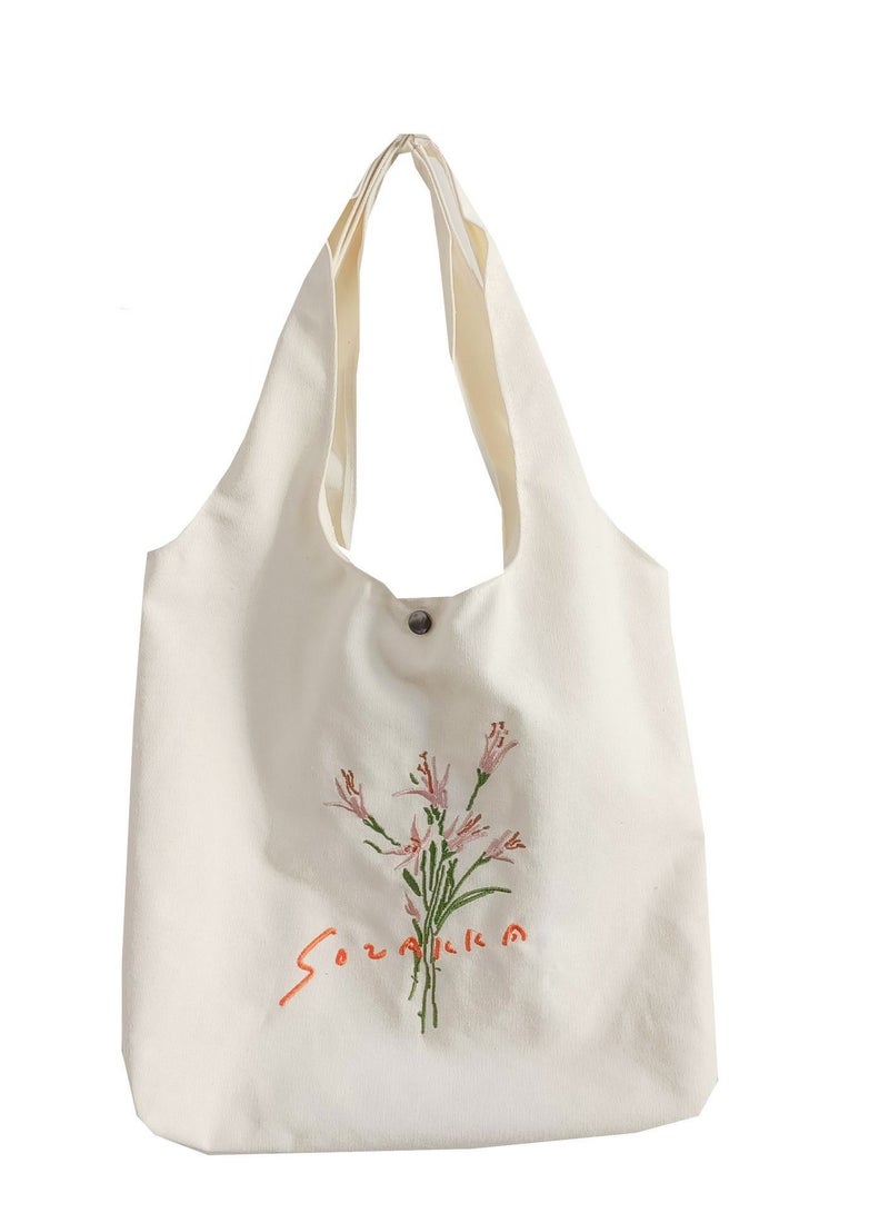 Women Canvas Tote Bag for Women Girls Kids School Shoulder Bag, with Zipper Work Beach Lunch Travel and Shopping Grocery Bag for Mother's Day Teacher Eco Friendly Washable Trendy  - Image 1