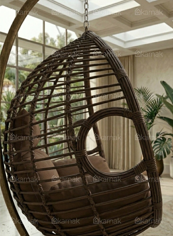 Karnak Faringham Heavy Duty Hanging Chair with Stand & Cushion (Brown) - Image 5