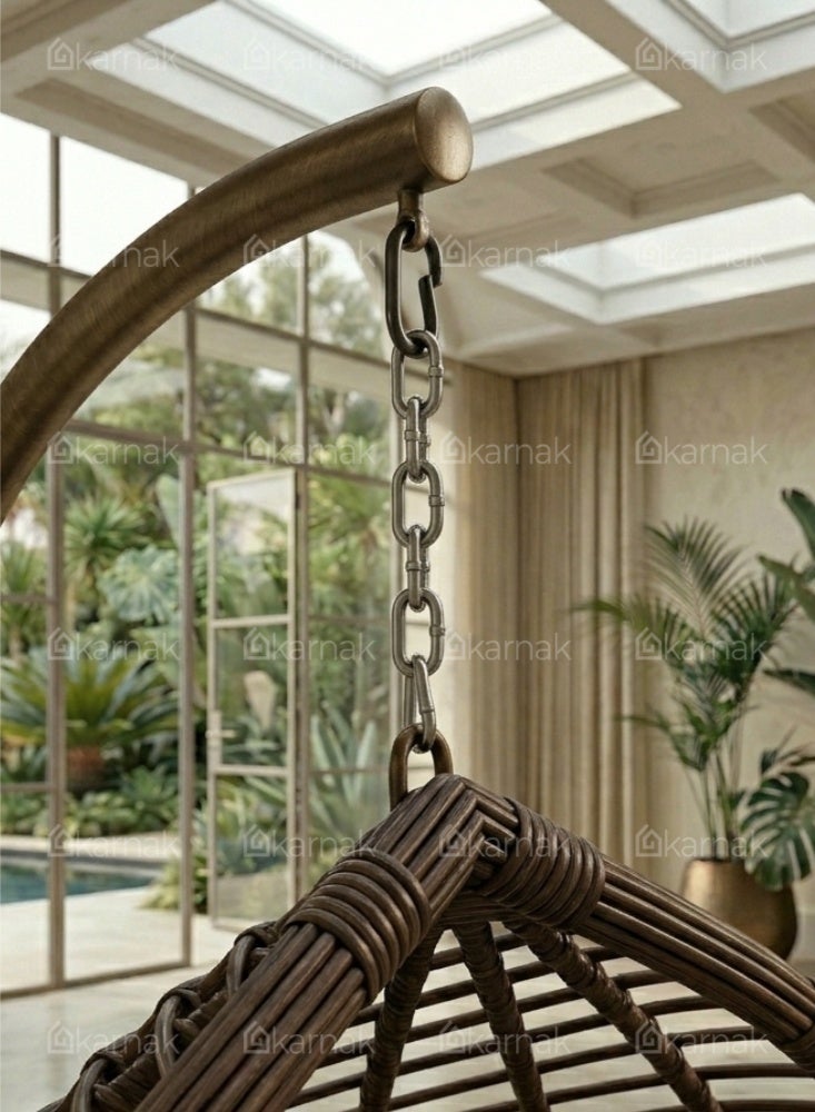 Karnak Faringham Heavy Duty Hanging Chair with Stand & Cushion (Brown) - Image 2