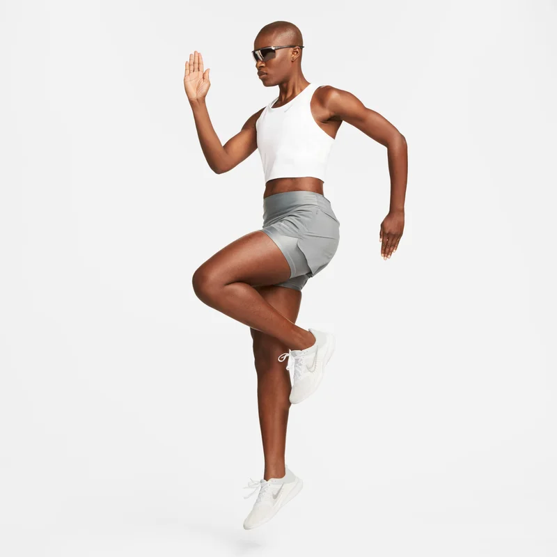 Nike Grey Women's Dri-FIT Swift Mid-Rise 2-in-1 Running Shorts for Women | Best Price UAE