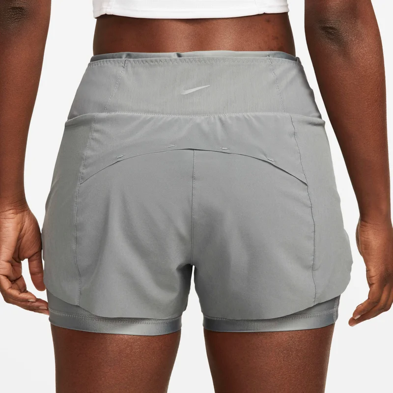 Nike Grey Women's Dri-FIT Swift Mid-Rise 2-in-1 Running Shorts for Women | Best Price UAE