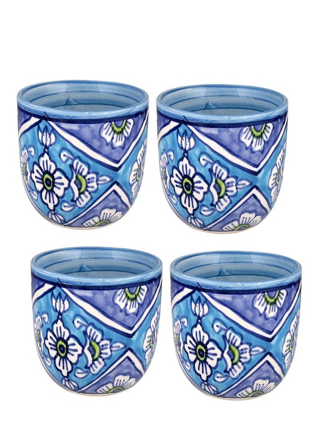 KITTENS Hand Painted Ceramic Soup Bowl Set of 4 - 300ml Each | Blue Floral Design | Microwave & Dishwasher Safe | Food Grade | Ideal for Serving Maggi, Snacks, Pasta, Soup - Made in India - Image 4