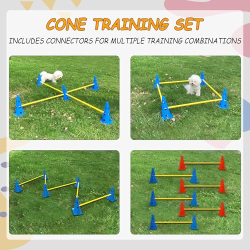 GeerDuo Dog Agility Hurdle Cone Set, Dog Agility Set Include 12 Agility Cones 6 Agility Rods, Dog Agility Equipment with Carry Bag(Blue+Orange) - Image 2