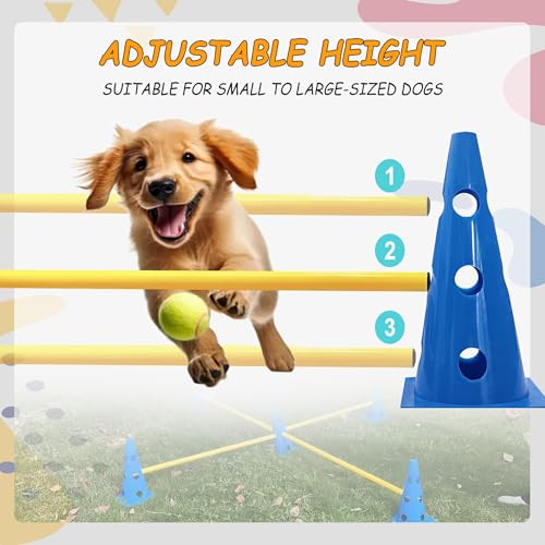 GeerDuo Dog Agility Hurdle Cone Set, Dog Agility Set Include 12 Agility Cones 6 Agility Rods, Dog Agility Equipment with Carry Bag(Blue+Orange) - Image 5