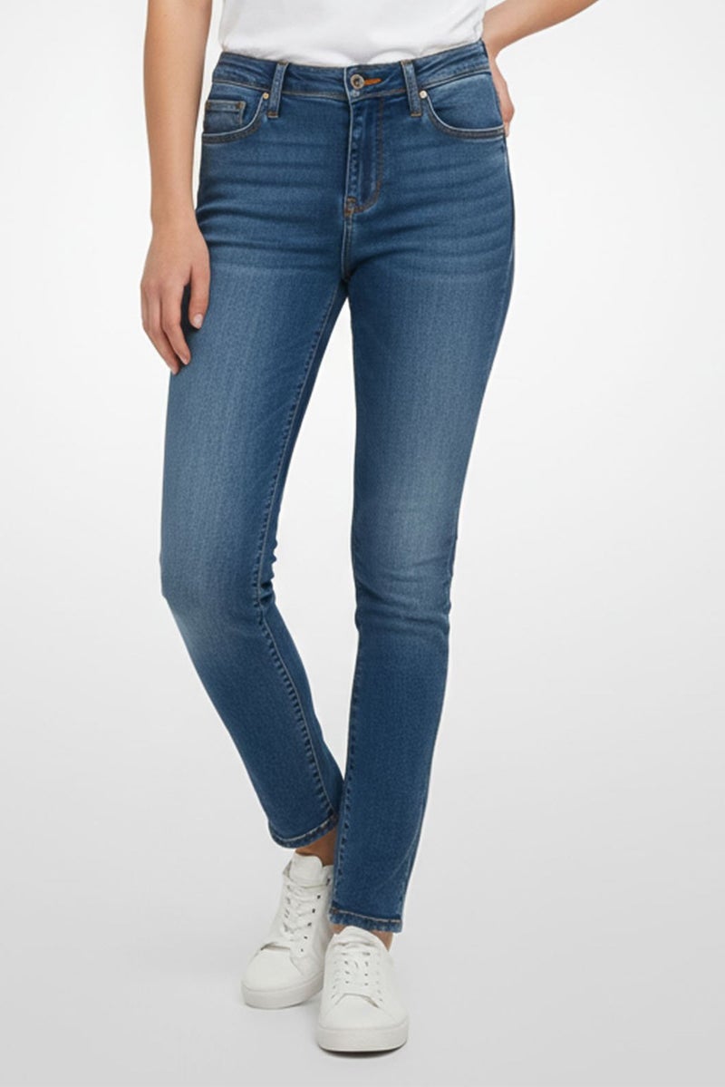 armani Emporio Armani Women Skinny Fit Washed Stretchable Denim, Blue - Image 1