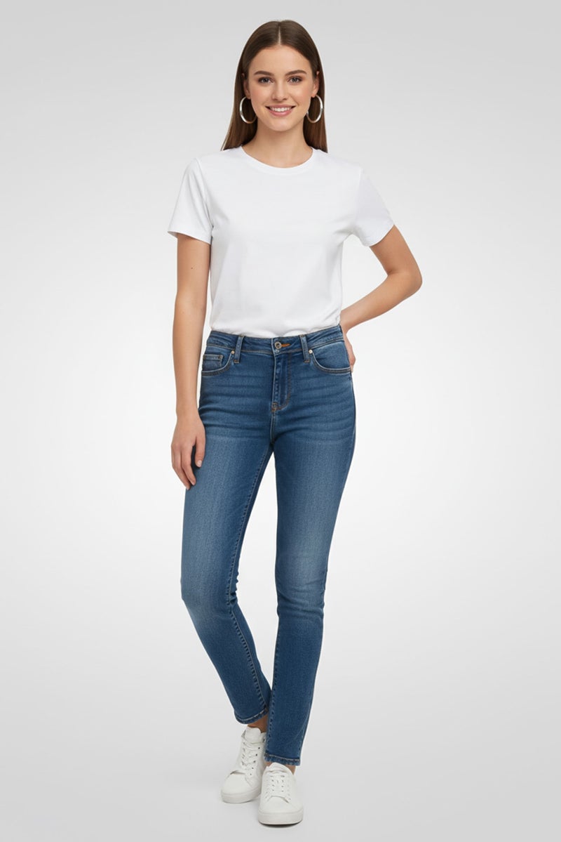 armani Emporio Armani Women Skinny Fit Washed Stretchable Denim, Blue - Image 2