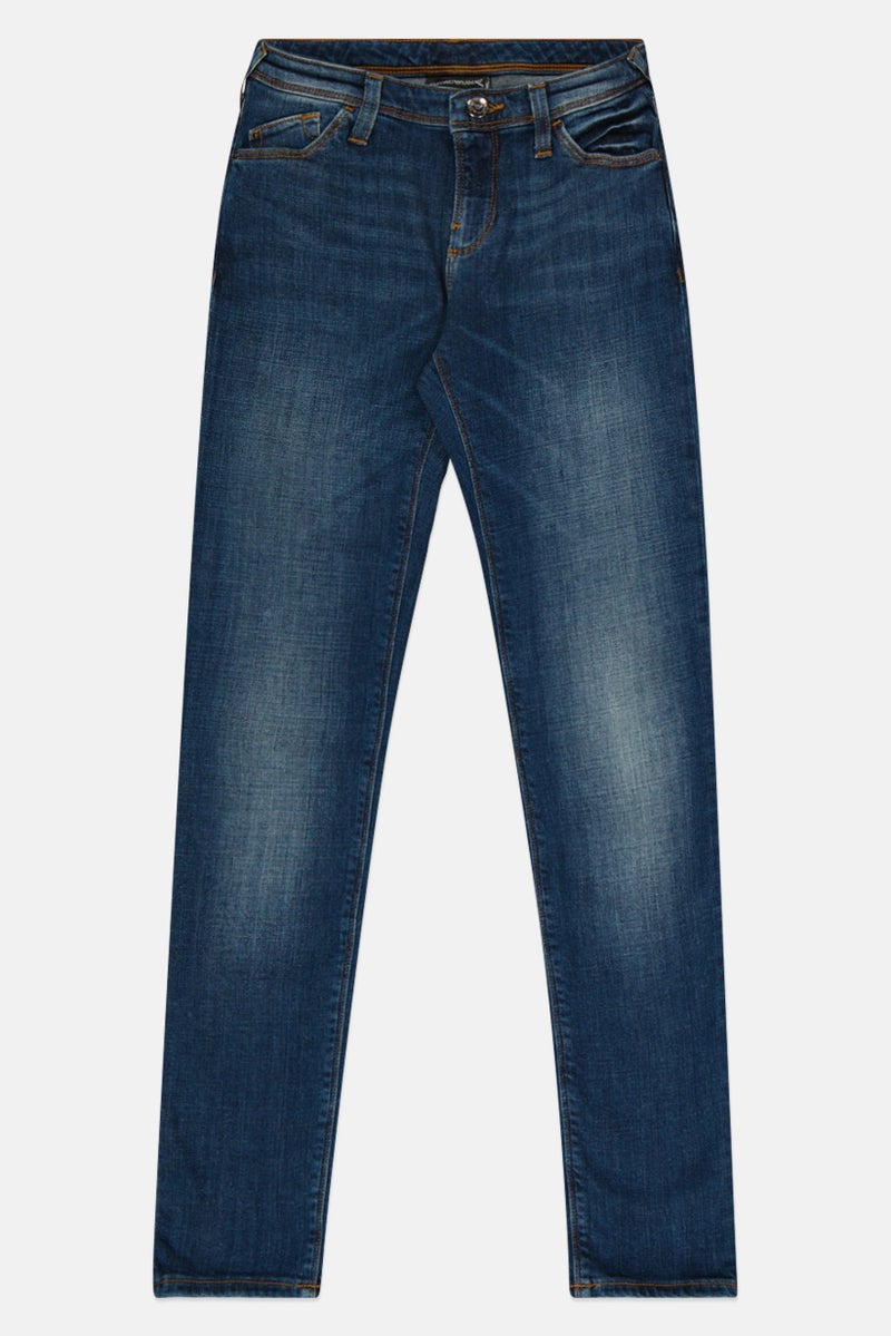 armani Emporio Armani Women Skinny Fit Washed Stretchable Denim, Blue - Image 4