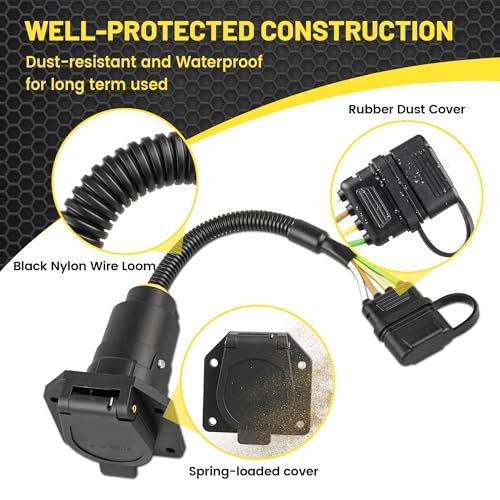 Oyviny 4-Pin to 7-Way Round Blade Trailer Adapter W/Mounting Bracket, 4 Way Flat to 7-Way Blade Reverse Wiring Harness Connector, 16AWG Copper Wire Trailer Light Plug for RV Truck Factory Tow Package - Image 4