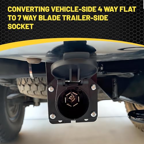 Oyviny 4-Pin to 7-Way Round Blade Trailer Adapter W/Mounting Bracket, 4 Way Flat to 7-Way Blade Reverse Wiring Harness Connector, 16AWG Copper Wire Trailer Light Plug for RV Truck Factory Tow Package - Image 5