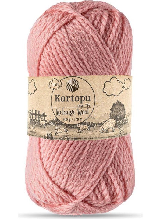 Kartopu Melange Wool K2116 5 Pieces Wool Hand Knitting Yarn Pink 