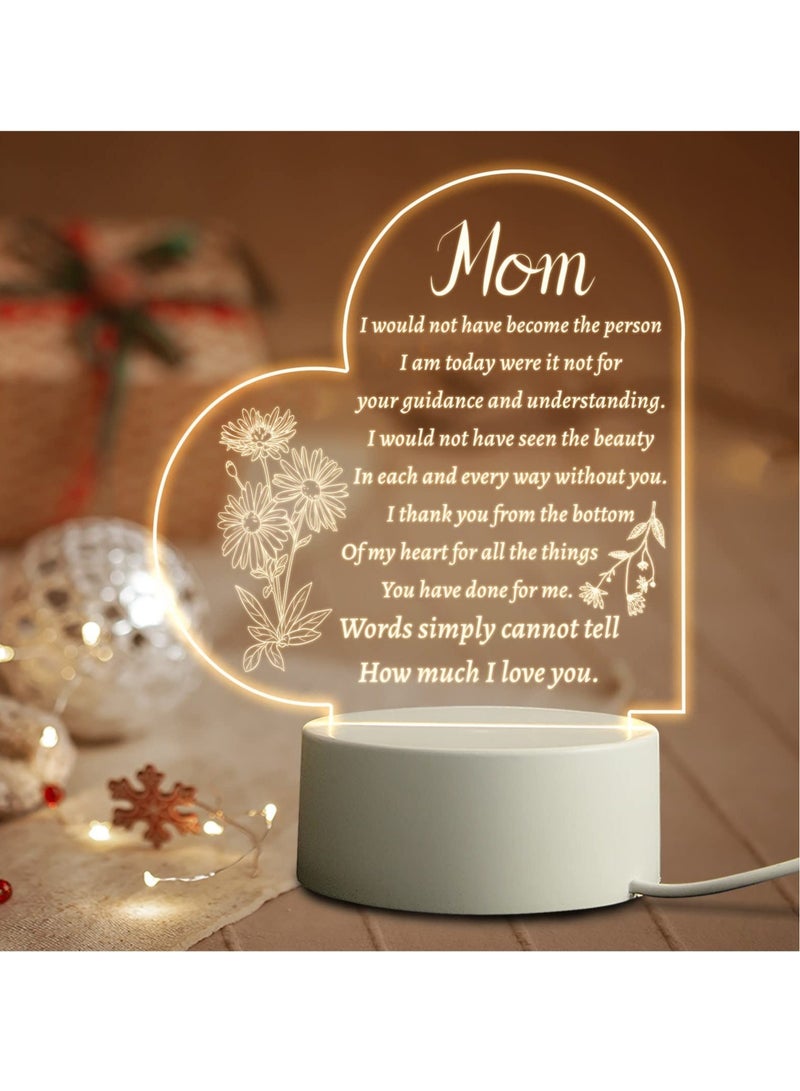Captaintech Gifts for Mom from Daughter Son Mom Birthday Gifts Night Light, Mom Gifts for Mother's Day, Birthday, Thanksgiving, Acrylic Night Lamp Gifts for Mom, Stepmom - Image 1