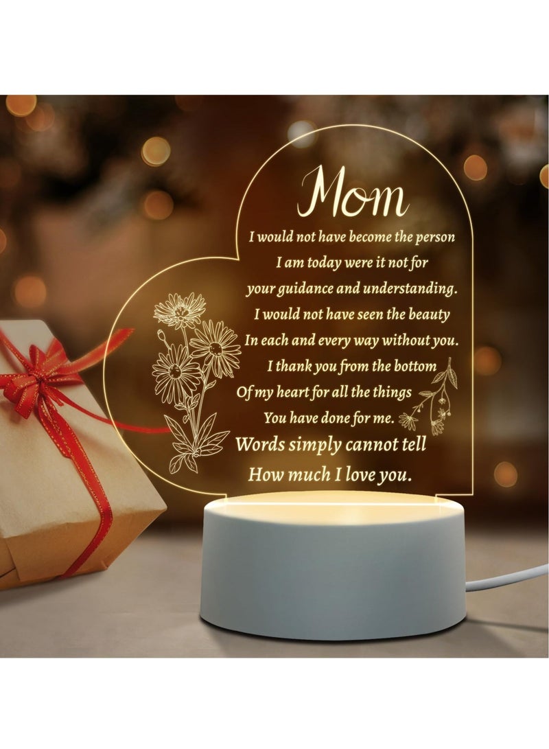 Captaintech Gifts for Mom from Daughter Son Mom Birthday Gifts Night Light, Mom Gifts for Mother's Day, Birthday, Thanksgiving, Acrylic Night Lamp Gifts for Mom, Stepmom - Image 3