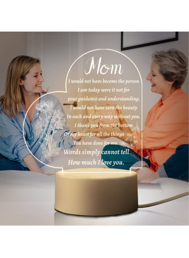 Captaintech Gifts for Mom from Daughter Son Mom Birthday Gifts Night Light, Mom Gifts for Mother's Day, Birthday, Thanksgiving, Acrylic Night Lamp Gifts for Mom, Stepmom - Image 5