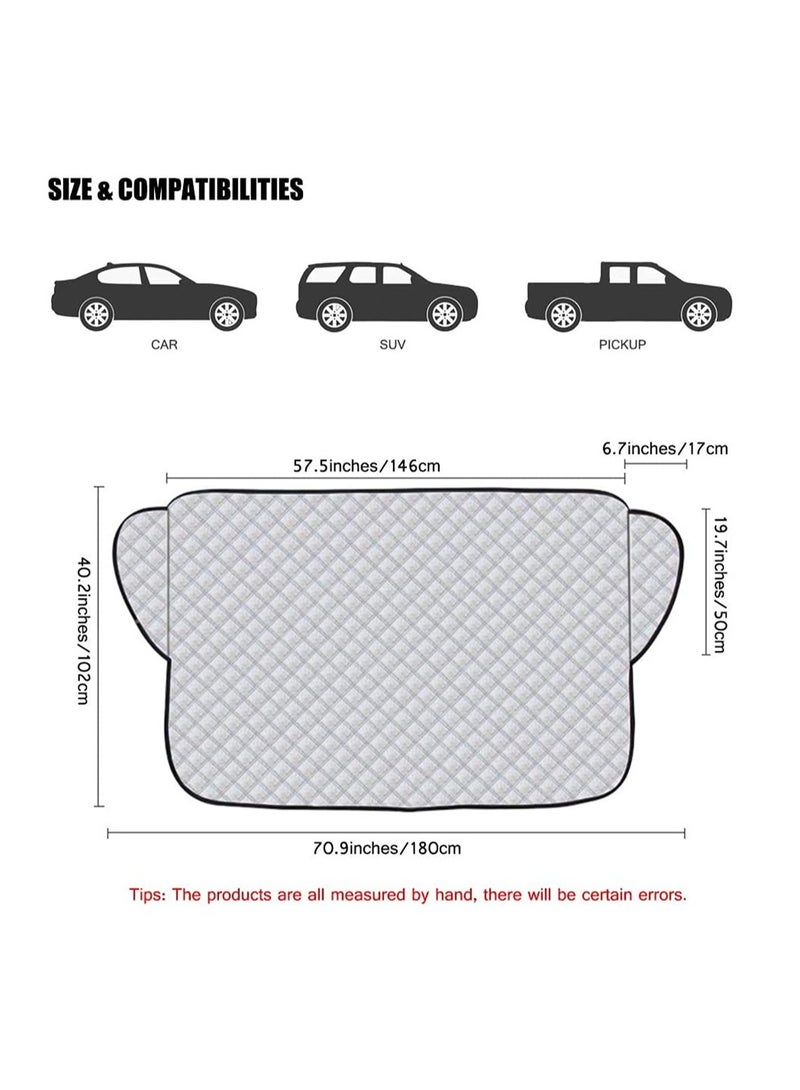 Car Sun Shade Front Car Windshield Sunshade Windscreen Cover UV Magnetic Windshield Protector Dust Water Resistant Snow Ice Cover for All Weather 57.5 * 40.2 inch - Image 5