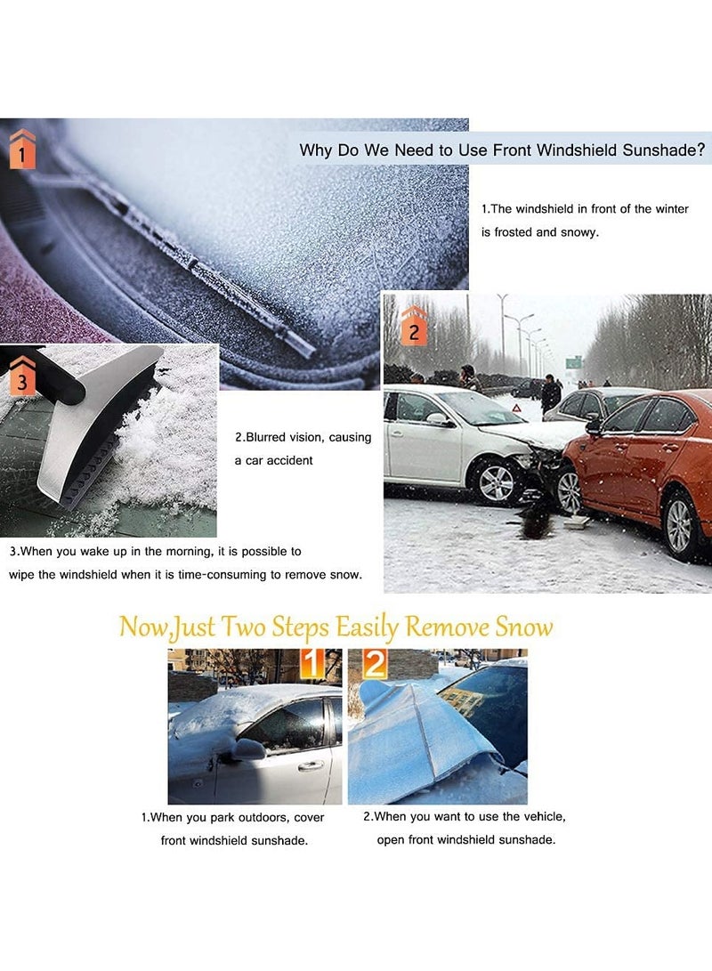 Car Sun Shade Front Car Windshield Sunshade Windscreen Cover UV Magnetic Windshield Protector Dust Water Resistant Snow Ice Cover for All Weather 57.5 * 40.2 inch - Image 3