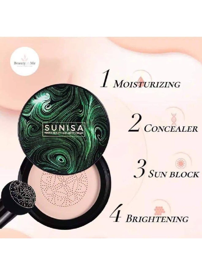 سونيسا كريم أساس كوري صنيسا باودر كريم SPF50 مقاوم للماء  تغطية كاملة + كونسيلر + مرطب مناسب لجميع أنواع البشرة - Image 4