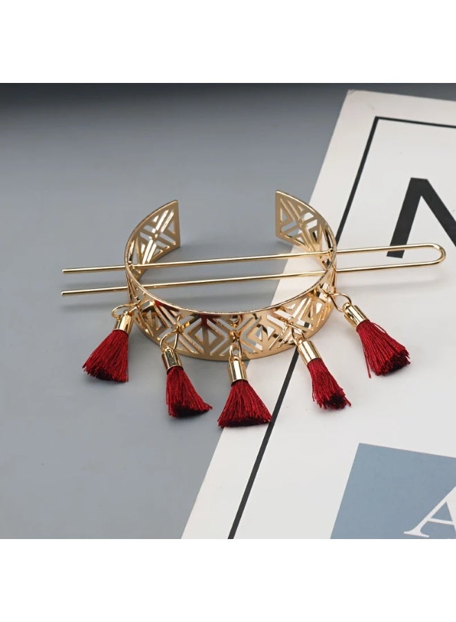 Goolsky 1 قطعة دبابيس شعر مزخرفة زهرية عتيقة مع خيوط أنيقة للنساء والفتيات، إكسسوار شعر أنيق لتسريحات الشعر ورفع الشعر للحفلات والاستخدام اليومي - Image 1