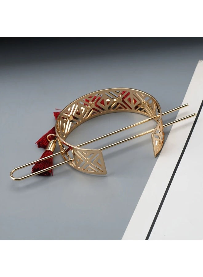 Goolsky 1 قطعة دبابيس شعر مزخرفة زهرية عتيقة مع خيوط أنيقة للنساء والفتيات، إكسسوار شعر أنيق لتسريحات الشعر ورفع الشعر للحفلات والاستخدام اليومي - Image 3