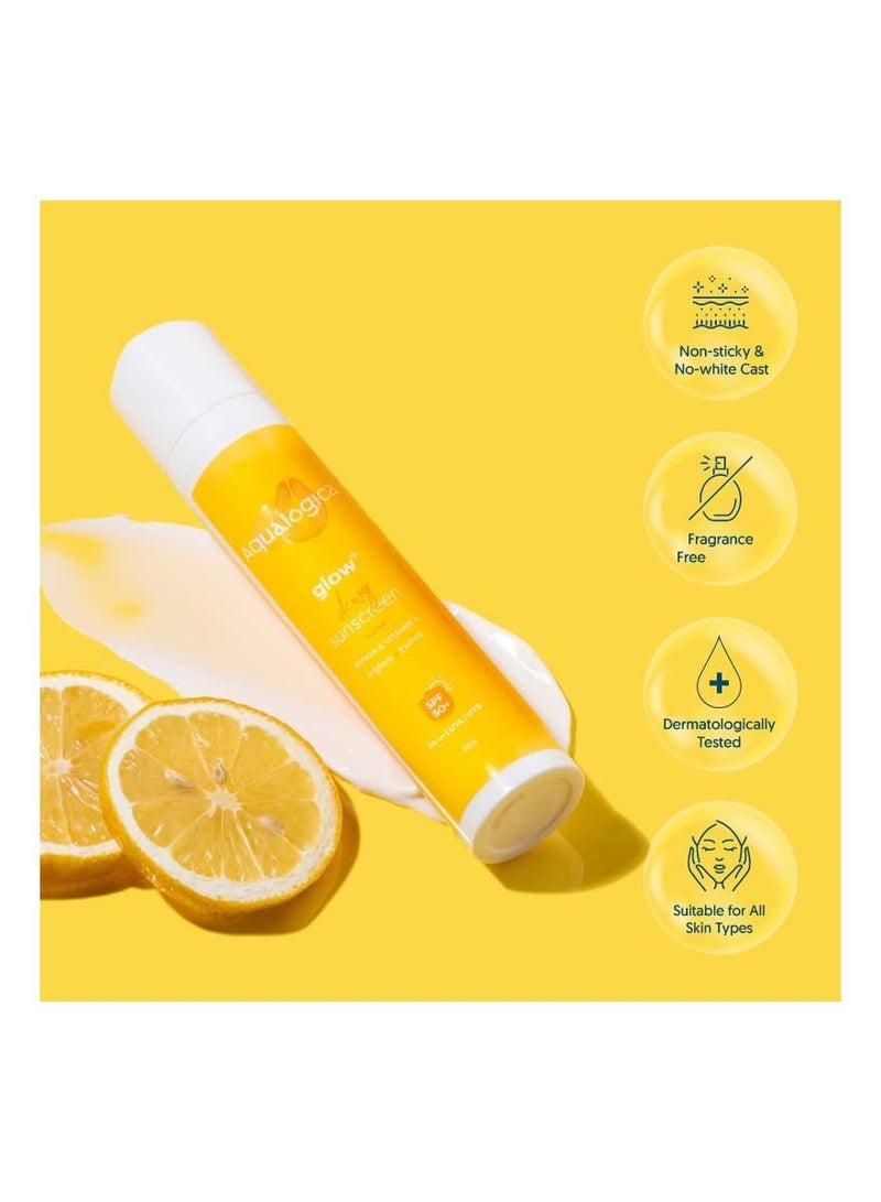أكوالوجيكا كريم واقي من الشمس Glow+ Dewy SPF 50  لحماية البشرة من الأشعة فوق البنفسجية UVA/B والضوء الأزرق من أجل بشرة متوهجة ومحمية جيدًا 50 جرام - Image 2