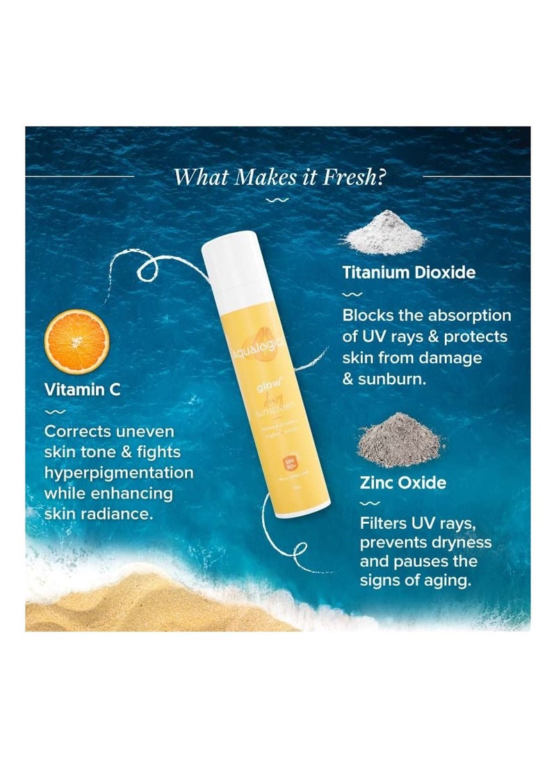 أكوالوجيكا كريم واقي من الشمس Glow+ Dewy SPF 50  لحماية البشرة من الأشعة فوق البنفسجية UVA/B والضوء الأزرق من أجل بشرة متوهجة ومحمية جيدًا 50 جرام - Image 3