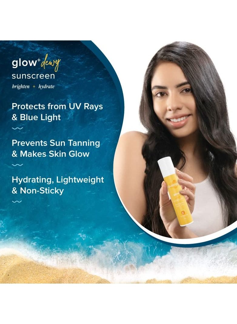 أكوالوجيكا كريم واقي من الشمس Glow+ Dewy SPF 50  لحماية البشرة من الأشعة فوق البنفسجية UVA/B والضوء الأزرق من أجل بشرة متوهجة ومحمية جيدًا 50 جرام - Image 4