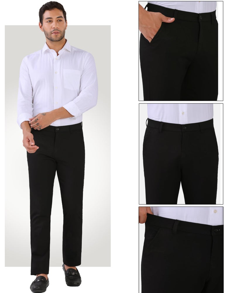 TAGDO® Men's Cotton Casual Trouser |Trousers for Man |Formal Pant for Man |Cotton Pants for Men (Trouser-2042-Black-38) - Image 3