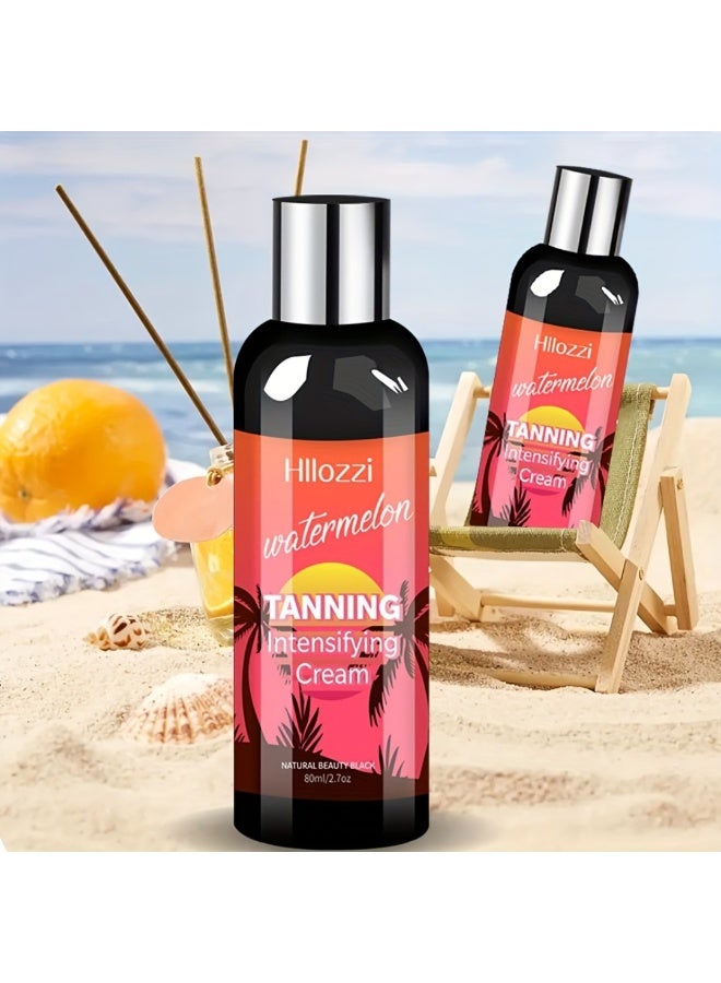 Hllozzi 80ml Watermelon Tanning Intensifying Cream for Men and Women Create Bronze Skin Extreme Intensive Tanning Soft Gel Tanning Lotion Accelerator Tanning Cream Self Tanner Cream for Skin Tanning Sunless Tanner - Image 5