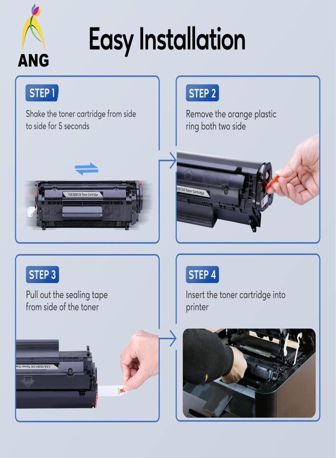 إيه إن جي خرطوشة حبر بديلة متوافقة من ANG لطابعات HP 12A Q2612A، متوافقة مع طابعات HP LaserJet 1012، 1022، 1020، 1018، 1022N، 1010، 3015، 3050، 3030، 3052، 3055، وM1319F - Image 4