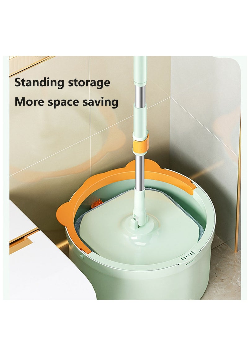 Arabest - Floor Mop and Bucket, Hand-Free Wash Spin Mop Bucket System with 2 Reusable Microfiber Pads, Clean Dirt Separation Mop Set for Hardwood, Wood, Laminate, Tile Floor Cleaning - Image 1