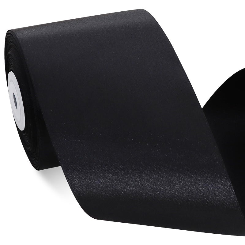 TONIFUL Black Satin Ribbon 3 Inch X 25yds Solid Silk Ribbons for Gift Wrapping Craft Floral Bouquets Valentines Day Christmas DecorationBirthday Gift Wrapping Wedding Decoration