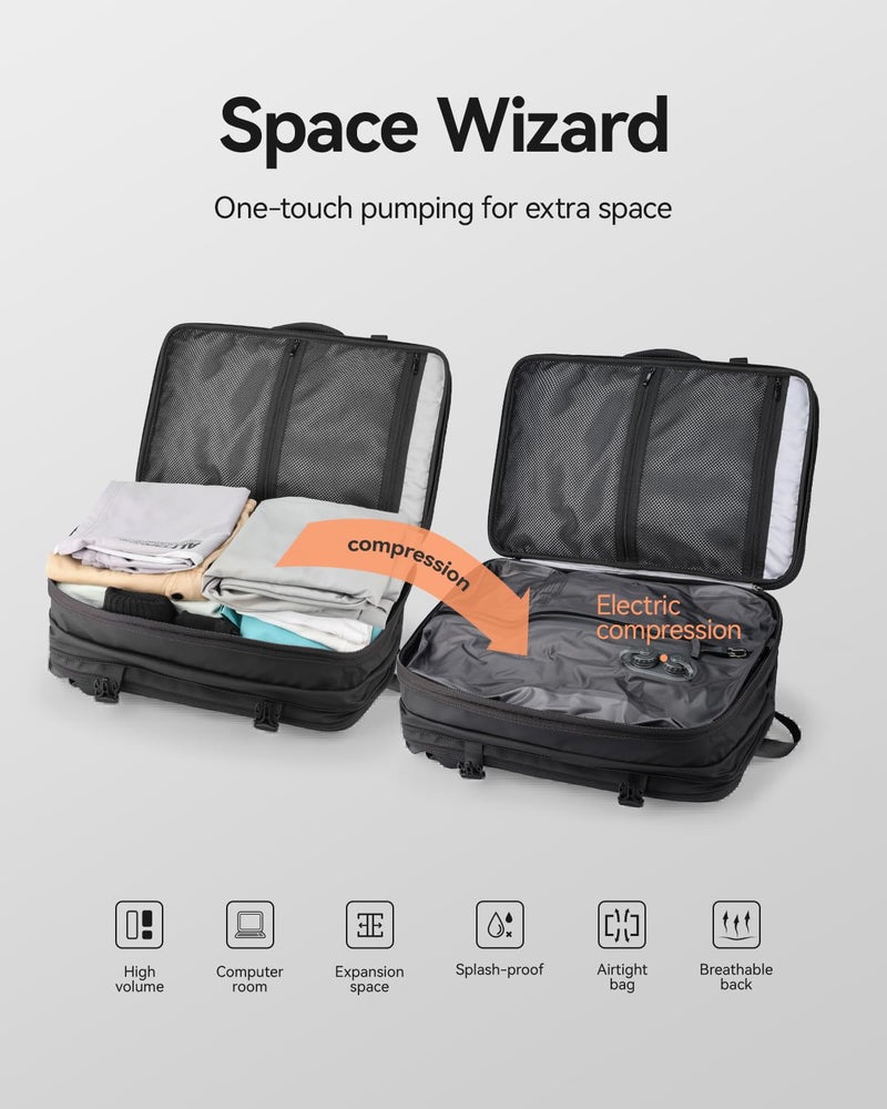 MS MARK RYDEN Vacuum Travel Backpack, 40L Expandable Compression Backpack, Vacuum Back Pack for Travel with USB Charging Port,Water Resistant Air Bag Backpack for Man - Image 2