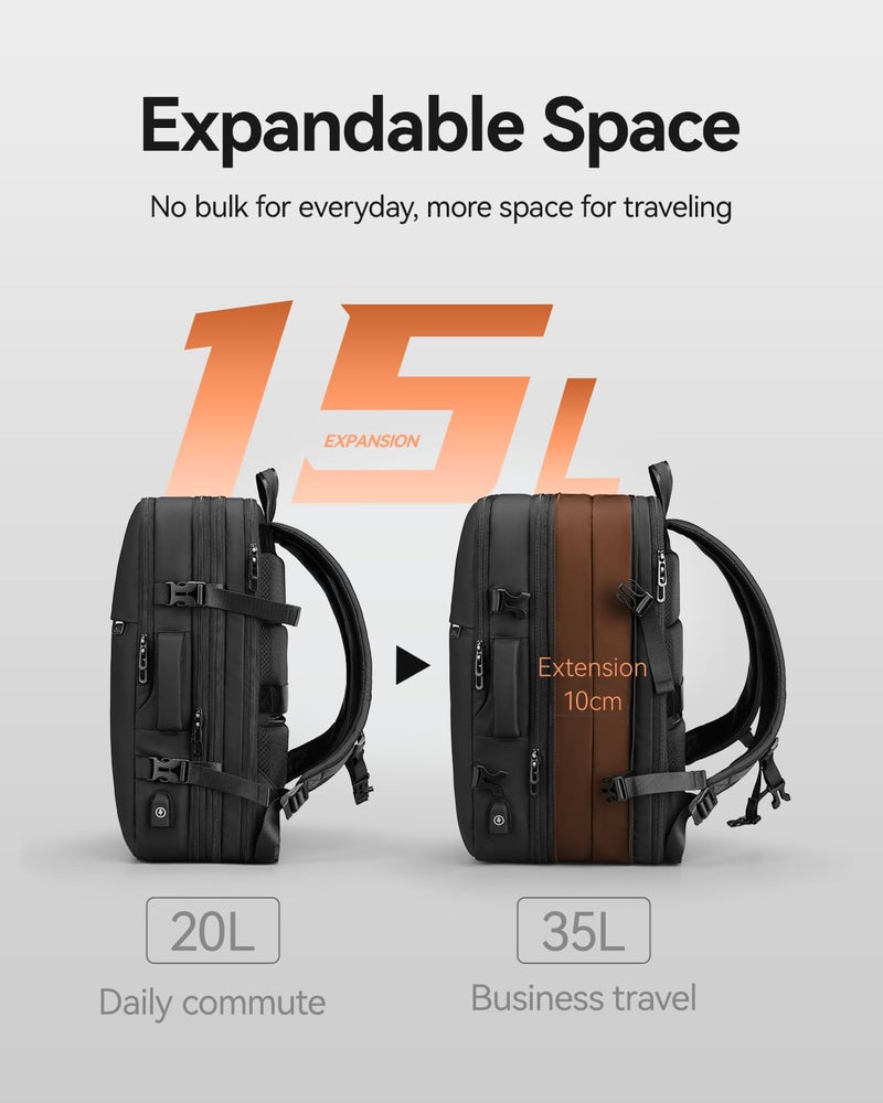 MS MARK RYDEN Vacuum Travel Backpack, 40L Expandable Compression Backpack, Vacuum Back Pack for Travel with USB Charging Port,Water Resistant Air Bag Backpack for Man - Image 3