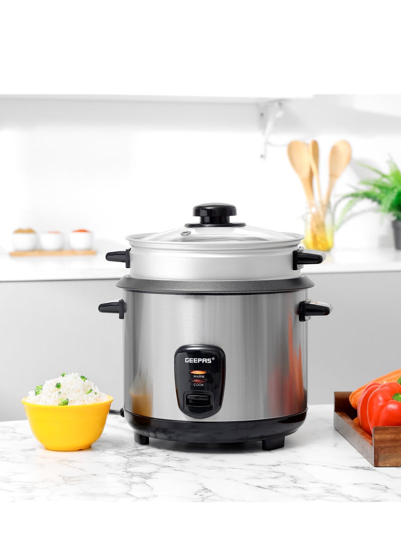 GEEPAS Multifunctional Rice Cooker- GRC35041, Removable and Non-Stick Inner Pot with Cool Touch Handle, 1.8 L 700 W GRC35041 Black & Grey - Image 1