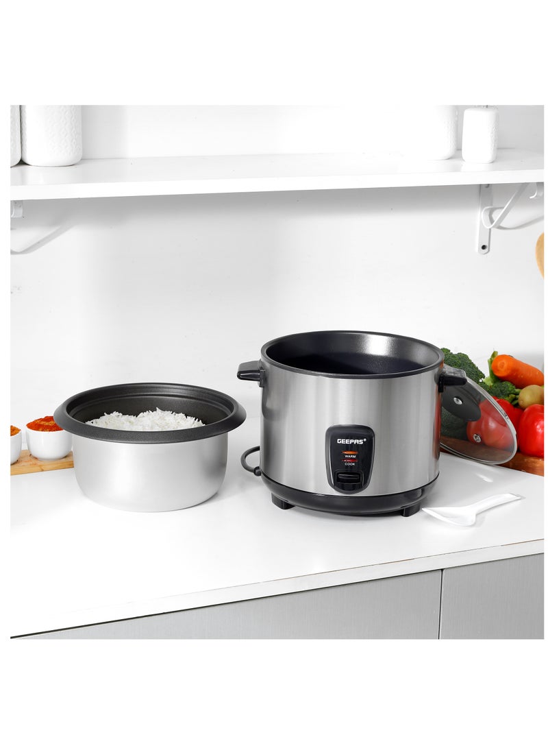 GEEPAS Multifunctional Rice Cooker- GRC35041, Removable and Non-Stick Inner Pot with Cool Touch Handle, 1.8 L 700 W GRC35041 Black & Grey - Image 2