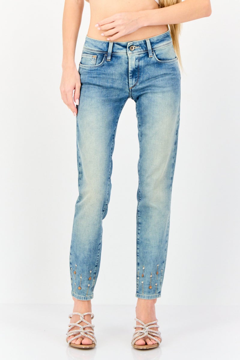 SALSA Women Skinny Fit Washed Stretchable Denim, Light Blue - Image 1