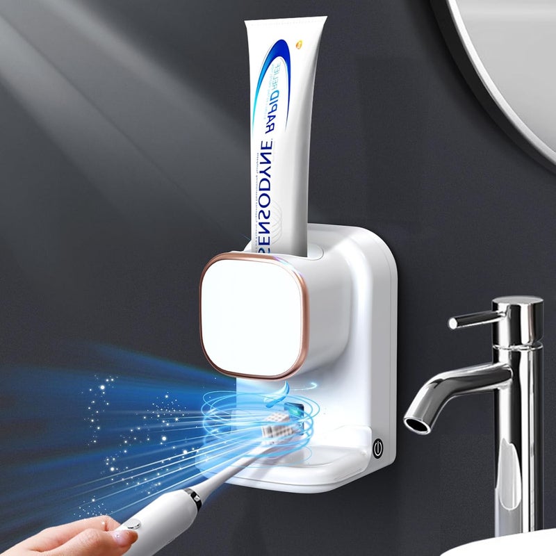 Wekity Automatic Toothpaste Dispenser,Wall Mounted Electric Toothpaste Dispenser for Kids and Adults,Toothpaste Dispenser for Bathroom (White - Image 1