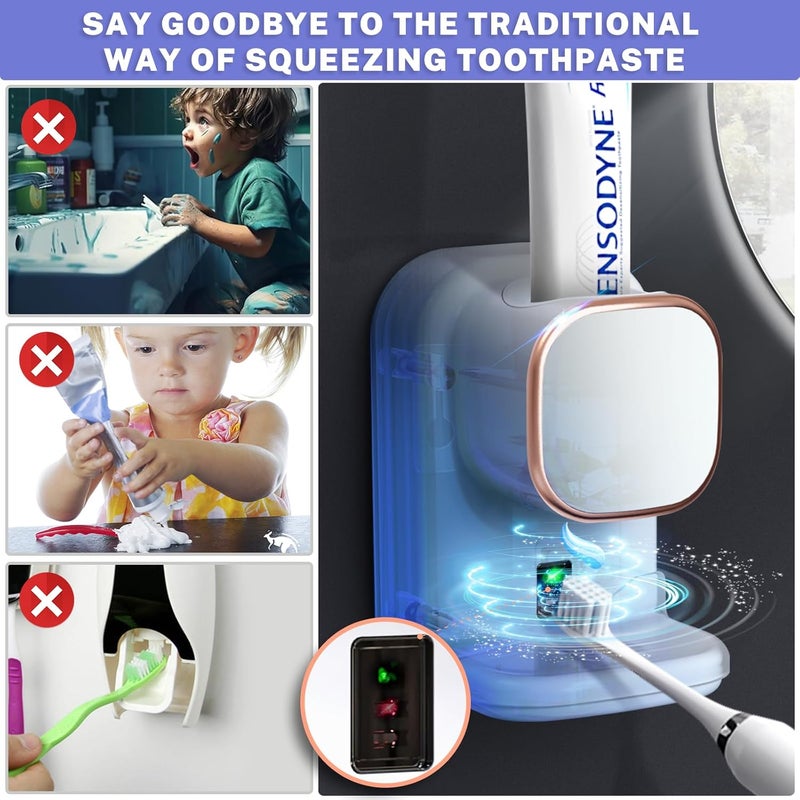 Wekity Automatic Toothpaste Dispenser,Wall Mounted Electric Toothpaste Dispenser for Kids and Adults,Toothpaste Dispenser for Bathroom (White - Image 2