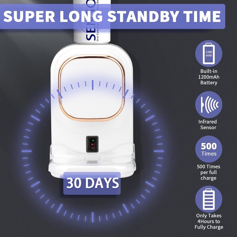 Wekity Automatic Toothpaste Dispenser,Wall Mounted Electric Toothpaste Dispenser for Kids and Adults,Toothpaste Dispenser for Bathroom (White - Image 4