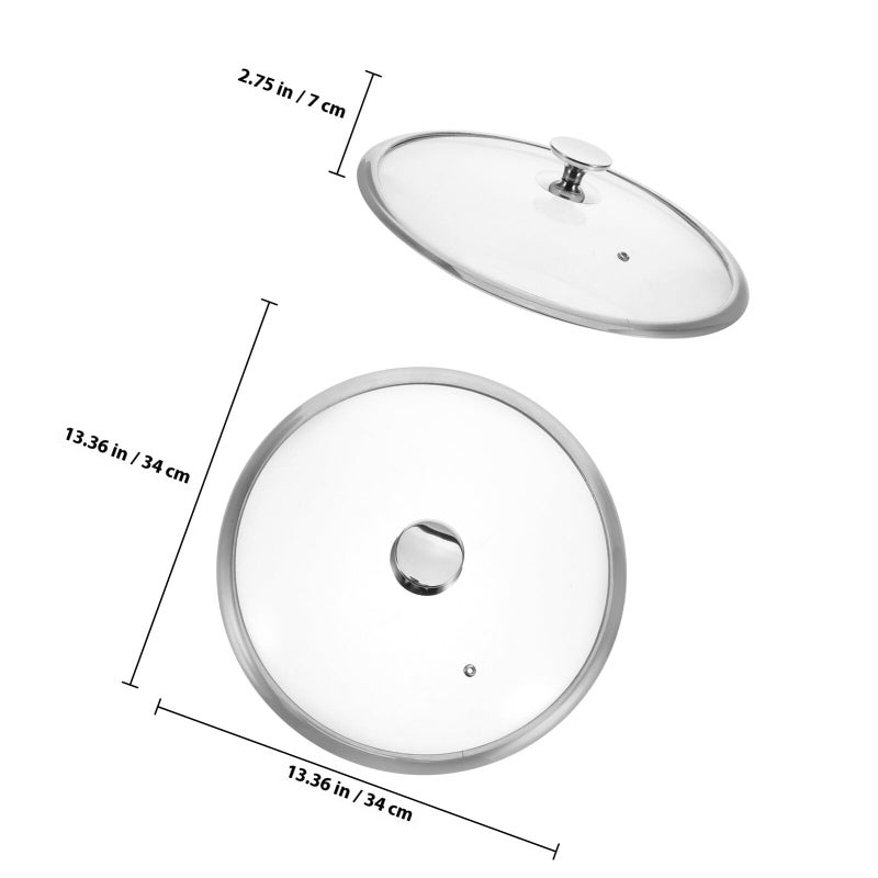 34cm Tempered Glass Pan Lid with Heat Resistant Rim Replacement Cover for Pots - Image 3