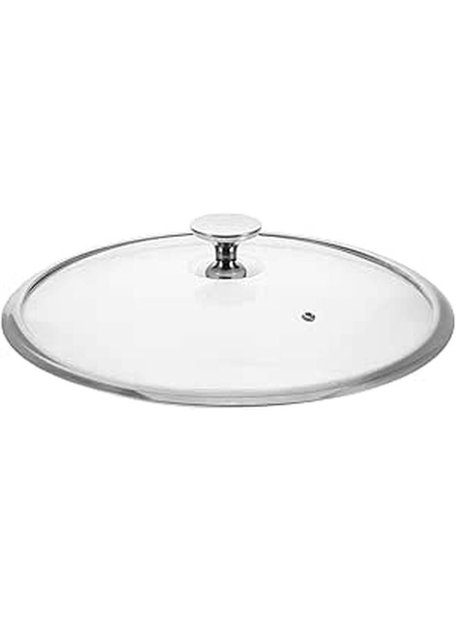 34cm Tempered Glass Pan Lid with Heat Resistant Rim Replacement Cover for Pots - Image 1