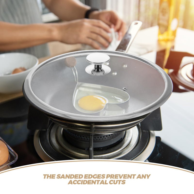 34cm Tempered Glass Pan Lid with Heat Resistant Rim Replacement Cover for Pots - Image 4