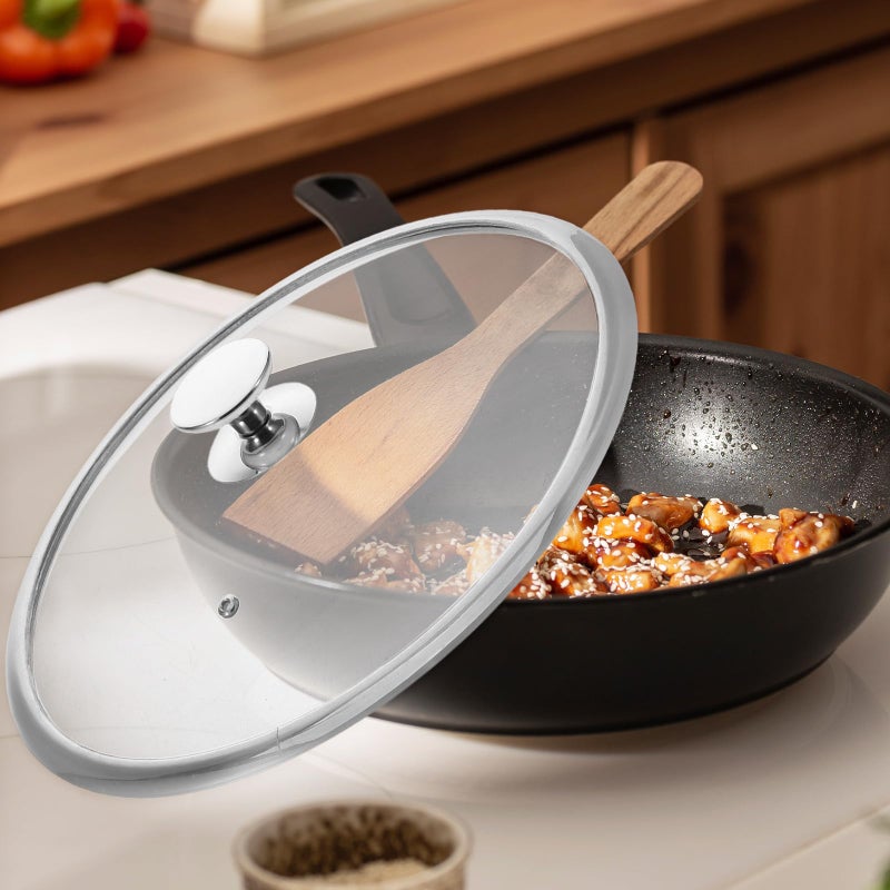 34cm Tempered Glass Pan Lid with Heat Resistant Rim Replacement Cover for Pots - Image 5