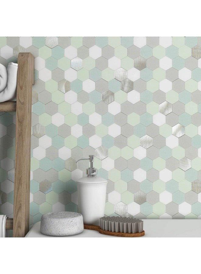 Benice BeNice Peel and Stick Tile Backsplash,Kitchen Bathroom Wall Adhesive Wall Stickers Hexagon Backsplash Waterproof(10sheets, Mint Green)  - Image 1