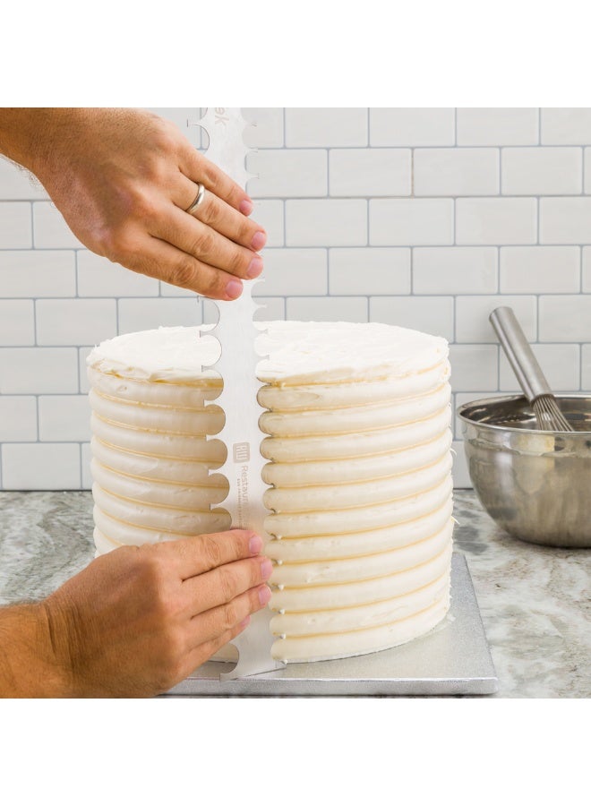 Restaurantware 19.8 Inch x 2 Inch Cake Comb, 1 Semicircle Decorating Comb - Double-Sided, Assorted Edges, Stainless Steel Icing Smoother, For Decorating Or Sculpting Desserts, - Image 3